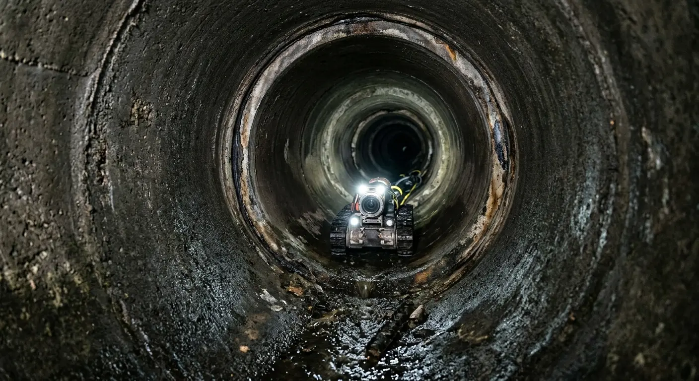Robotic sewer camera inspecting pipe interior for Sewer Line Repair in Crystal Lake